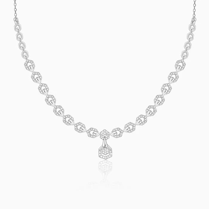 Silver Glittering Hexagon Necklace – Made with Pure 925 Silver