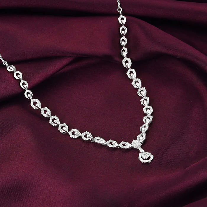 Silver Glittering Hexagon Necklace – Made with Pure 925 Silver