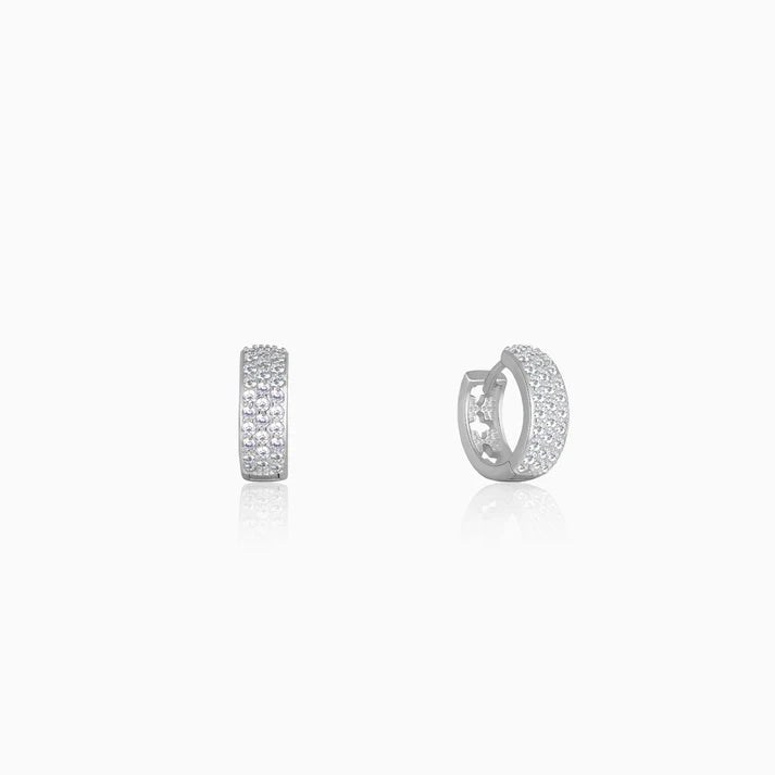 Silver Glittering Huggies Earrings – Pure 925 Silver Radiance