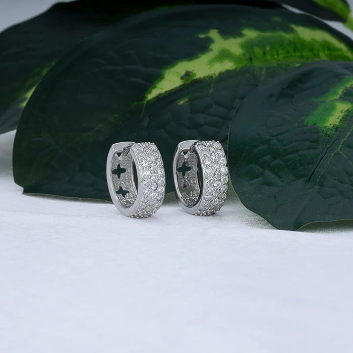 Silver Glittering Huggies Earrings – Pure 925 Silver Radiance