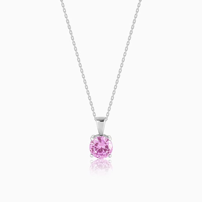 Silver Gracious Pink Pendant with Link Chain – Made with Pure 925 Silve