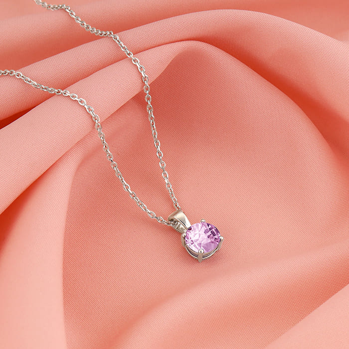 Silver Gracious Pink Pendant with Link Chain – Made with Pure 925 Silve