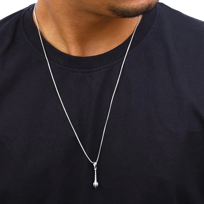 Silver Hanuman Gada Pendant with Box Chain For Him – Made with Pure 925 Silver