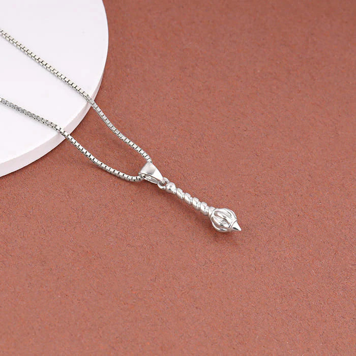Silver Hanuman Gada Pendant with Box Chain For Him – Made with Pure 925 Silver