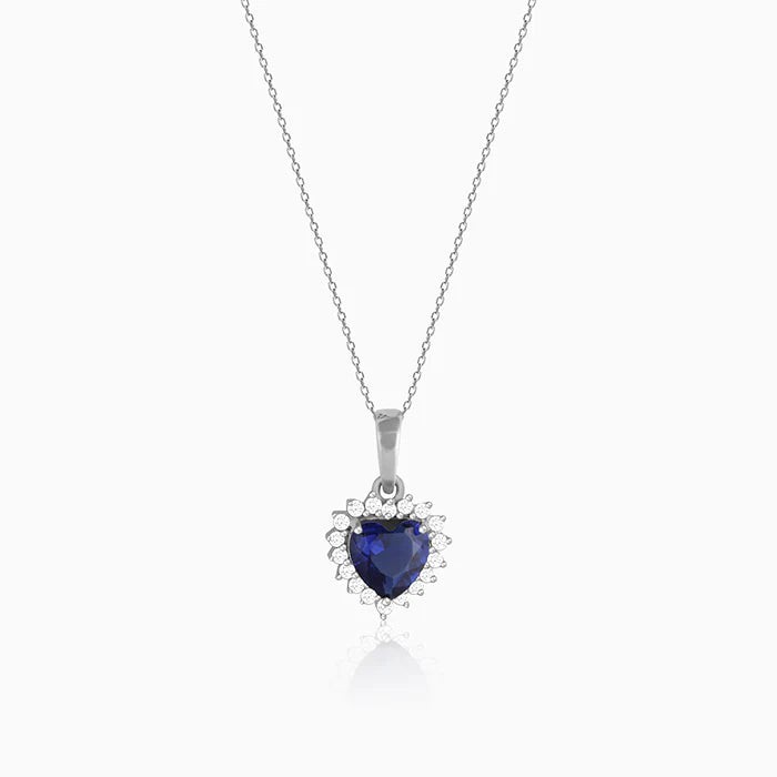 Silver Heart of the Ocean Pendant with Link Chain – Made with Pure 925 Silver