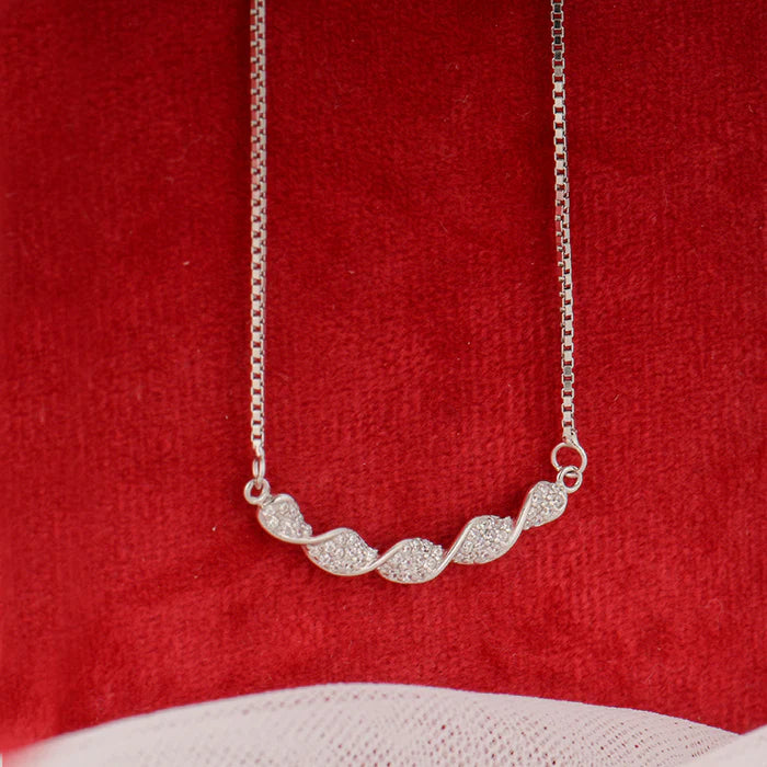 Silver Helix Zircon Necklace – Made with Pure 925 Silver