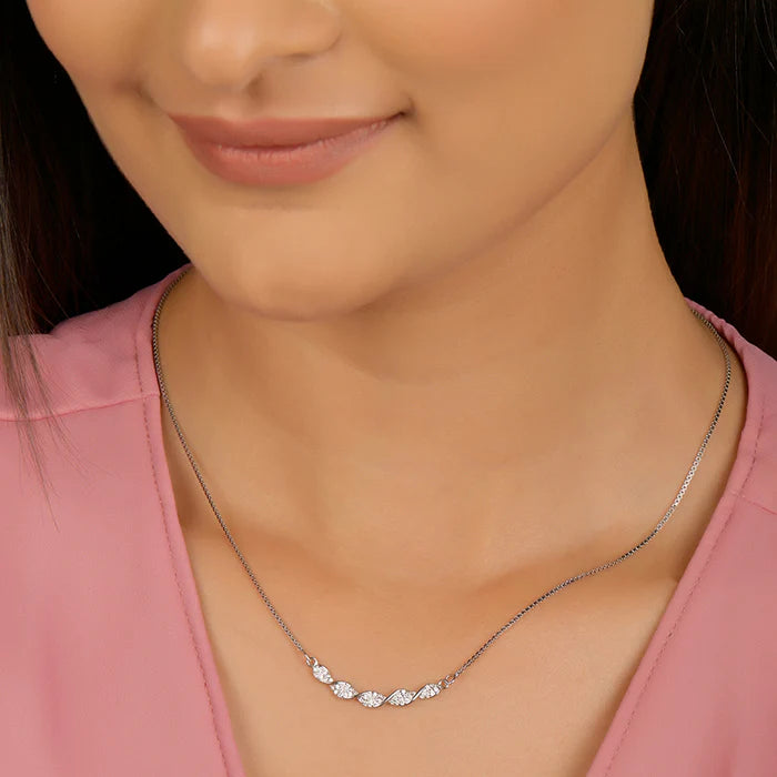 Silver Helix Zircon Necklace – Made with Pure 925 Silver