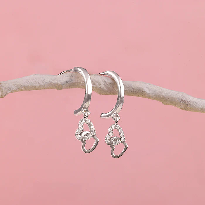 Silver Interlocked Hearts Hoop Earrings – Love in Pure 925 Silver