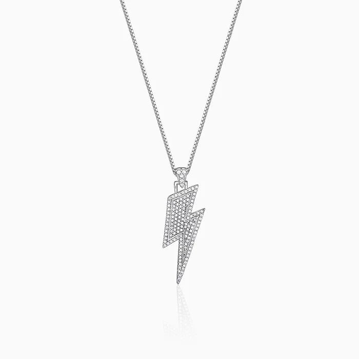 Silver Lightning Pendant With Box Chain For Him – Made with Pure 925 Silver
