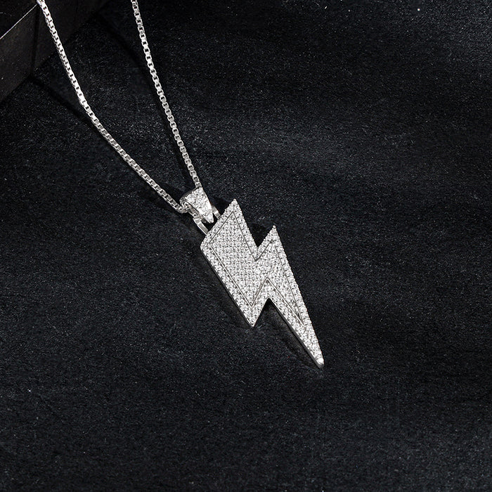 Silver Lightning Pendant With Box Chain For Him – Made with Pure 925 Silver