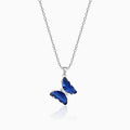 Silver Midnight Blue Butterfly Pendant with Link Chain – Made with Pure 925 Silver