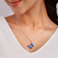 Silver Midnight Blue Butterfly Pendant with Link Chain – Made with Pure 925 Silver