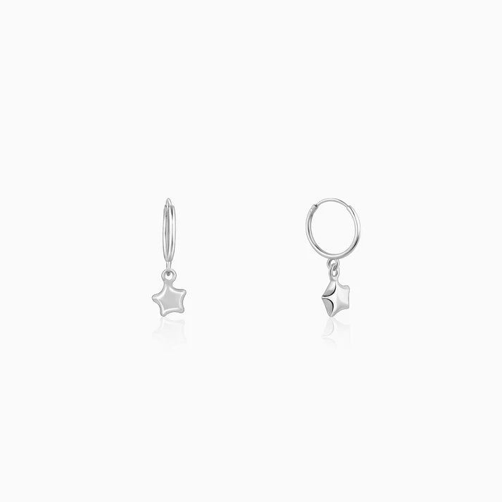 Silver Mini Star Hoop Earrings – A Celestial Touch of Elegance