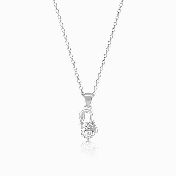 Silver Mini Swan Pendant with Link Chain – Made with Pure 925 Silver