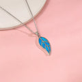 Silver Mystic Blue Leaf Pendant with Link Chain – Made with Pure 925 Silver