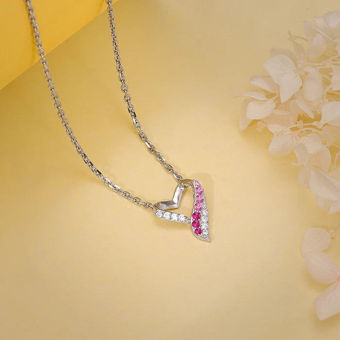 Silver Ombre Heart Necklace – Where Love Meets Grace in Pure 925 Silver
