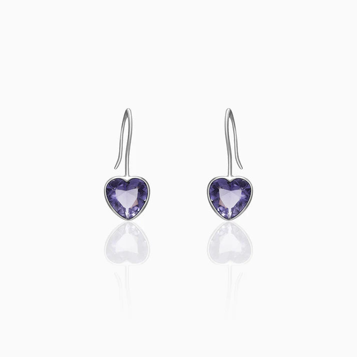 Silver Ornate Purple Heart Earrings – Romance in Pure 925 Silver