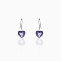 Silver Ornate Purple Heart Earrings – Romance in Pure 925 Silver
