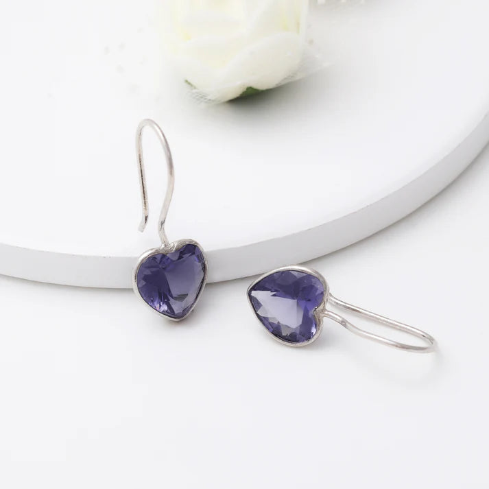 Silver Ornate Purple Heart Earrings – Romance in Pure 925 Silver