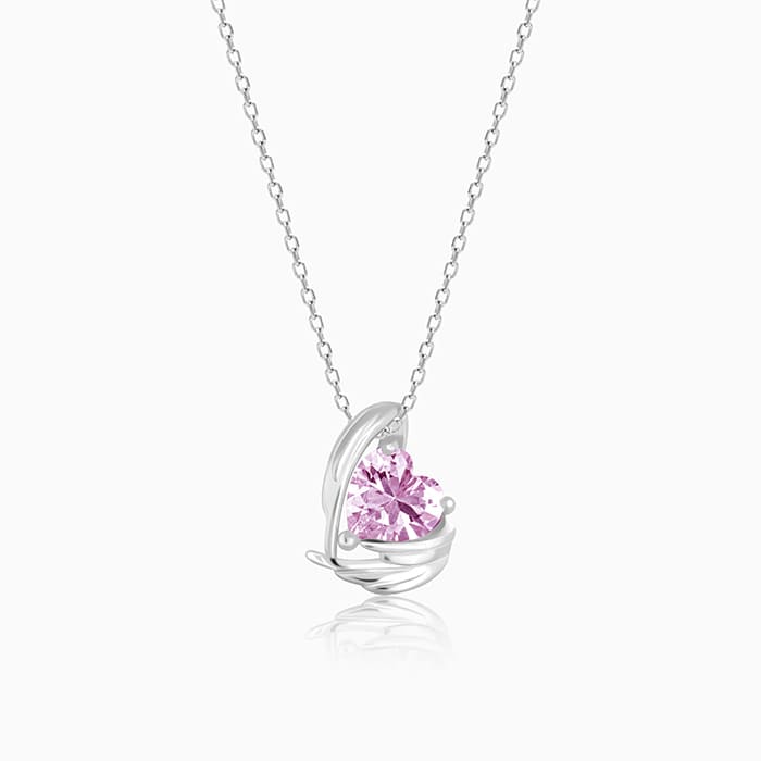 Silver Pink Angel Wings of Protection Necklace – Grace in Every Guardian Touch