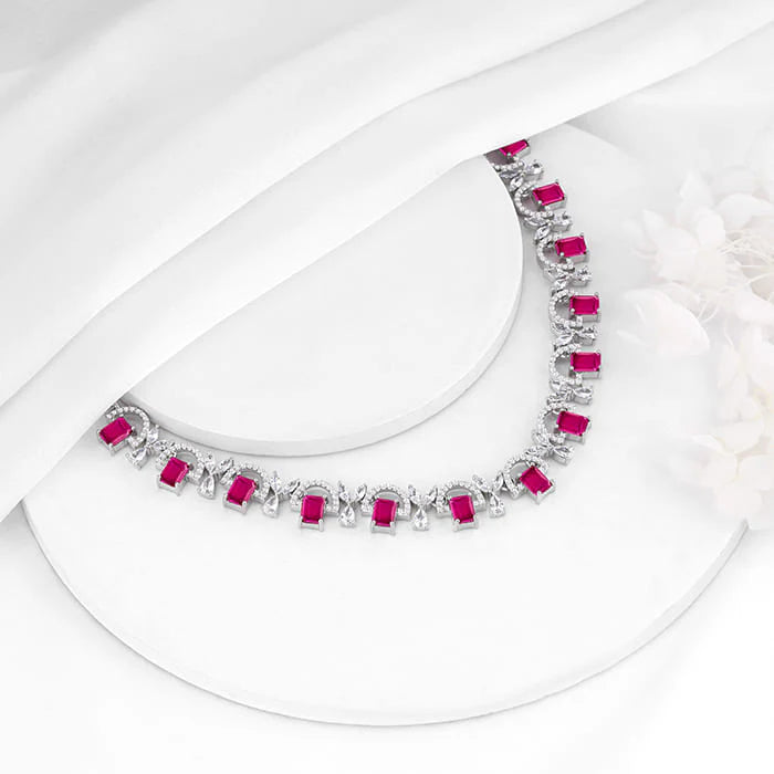 Silver Pink Blush Necklace – A Touch of Grace, A Splash of Tradition