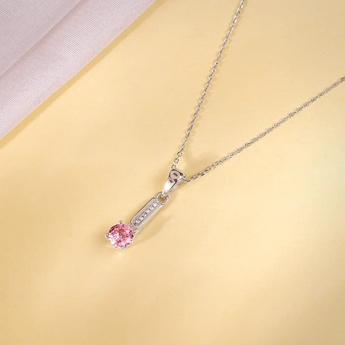 Silver Pink Glam Pendant With Link Chain – A Sparkle of Elegance in Pure 925 Silver