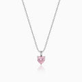 Silver Pink Heart Pendant with Link Chain – Made with Pure 925 Silver