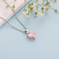 Silver Pink Heart Pendant with Link Chain – Made with Pure 925 Silver