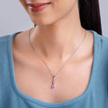 Silver Pink Glam Pendant With Link Chain – A Sparkle of Elegance in Pure 925 Silver
