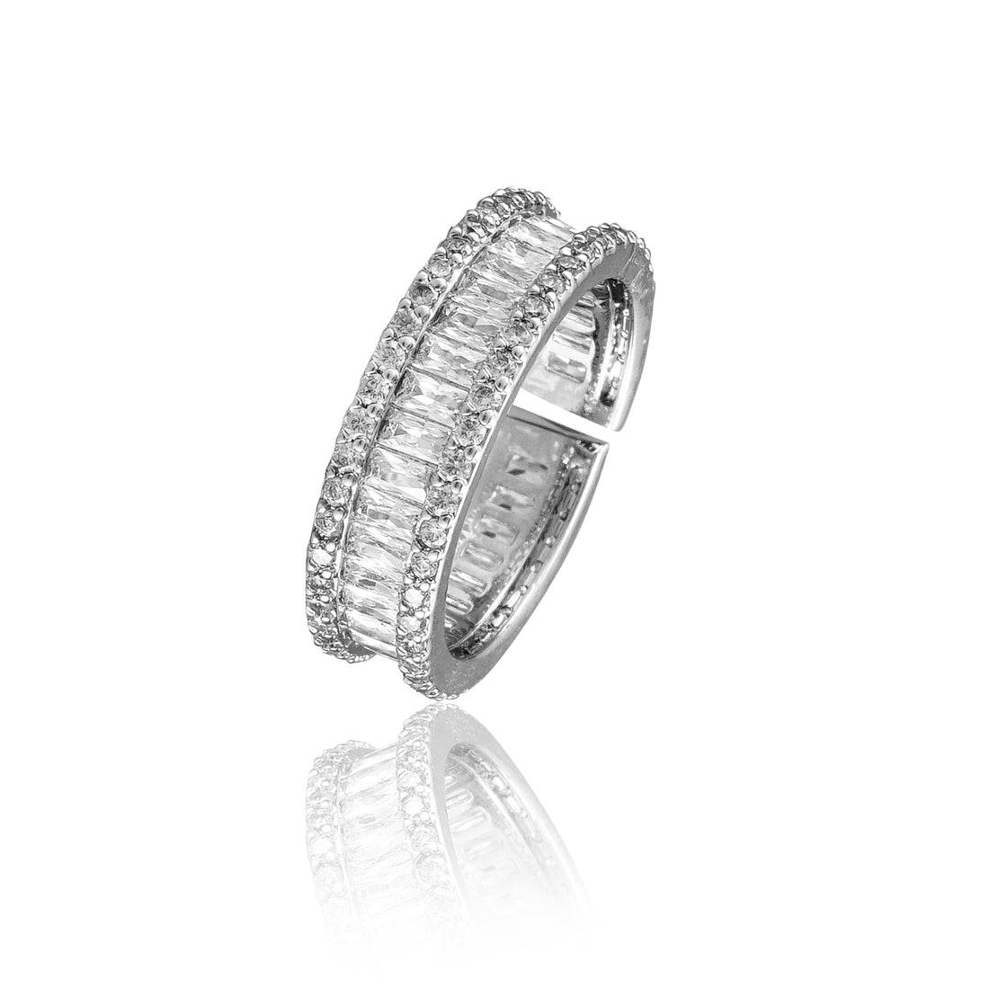 Silver Polished Imported Partywear Freesize Ring – A Gleaming Touch of Sophistication for Any Celebration