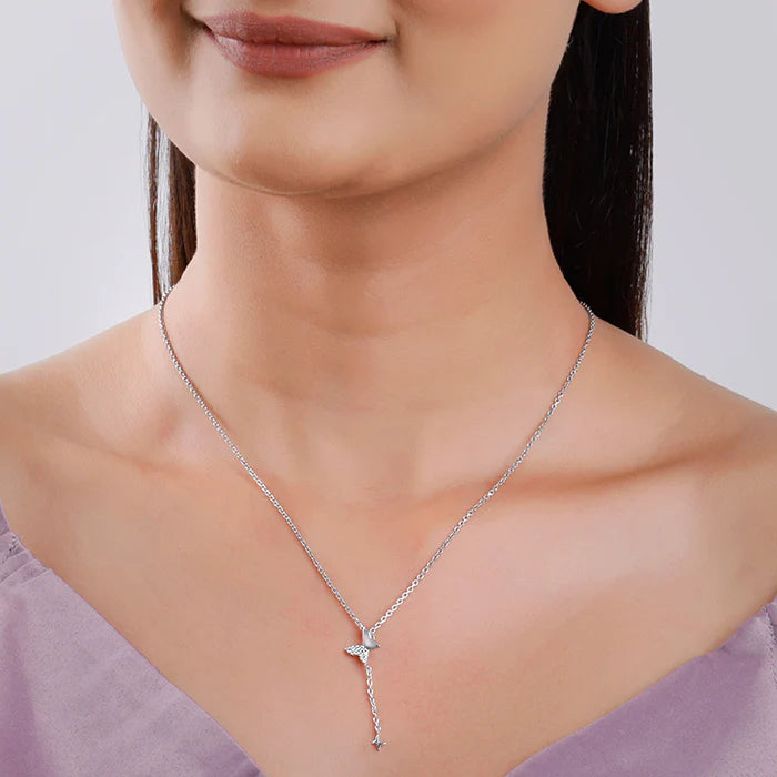 Silver Pretty Butterfly Pendant with Link Chain – Made with Pure 925 Silver