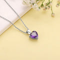 Silver Purple Heart Pendant with Link Chain – Made with Pure 925 Silver
