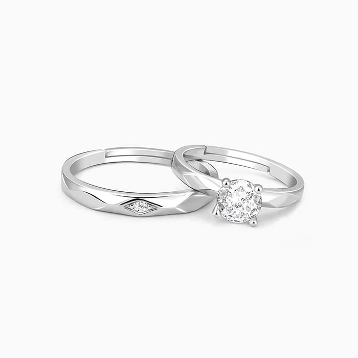 Silver Rhomb Couple Band – Two Souls, One Perfect Geometry