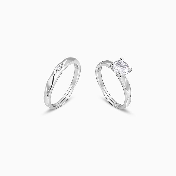 Silver Rhomb Couple Band – Two Souls, One Perfect Geometry