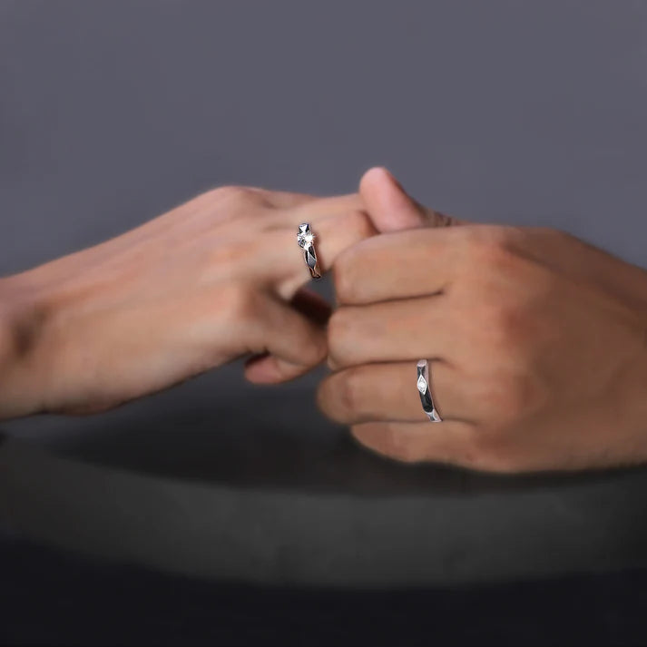 Silver Rhomb Couple Band – Two Souls, One Perfect Geometry
