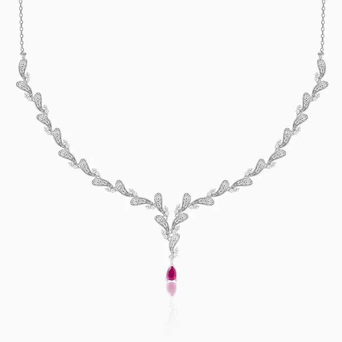 Silver Ruby Detail Necklace – Made with Pure 925 Silver