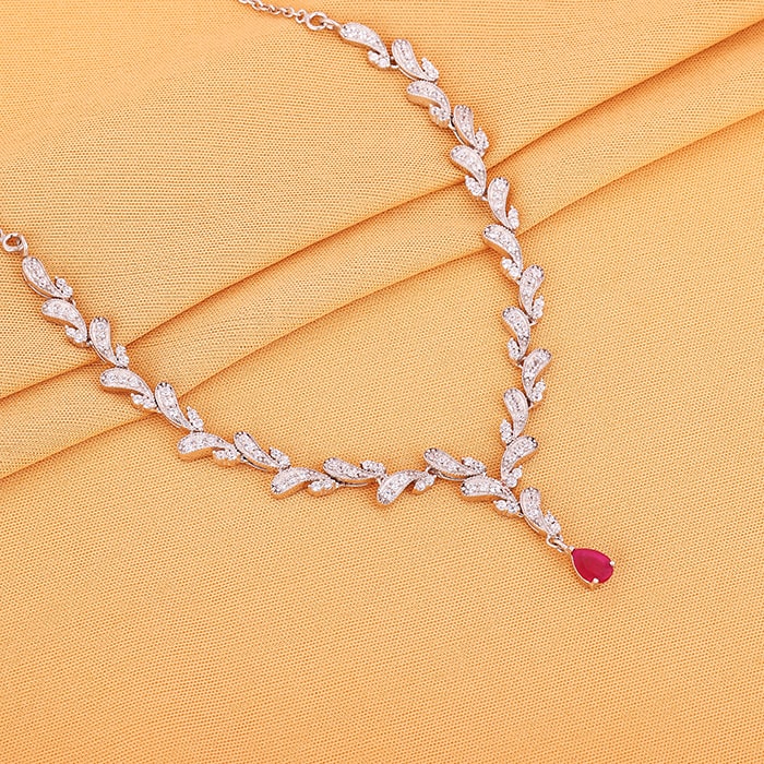 Silver Ruby Detail Necklace – Made with Pure 925 Silver