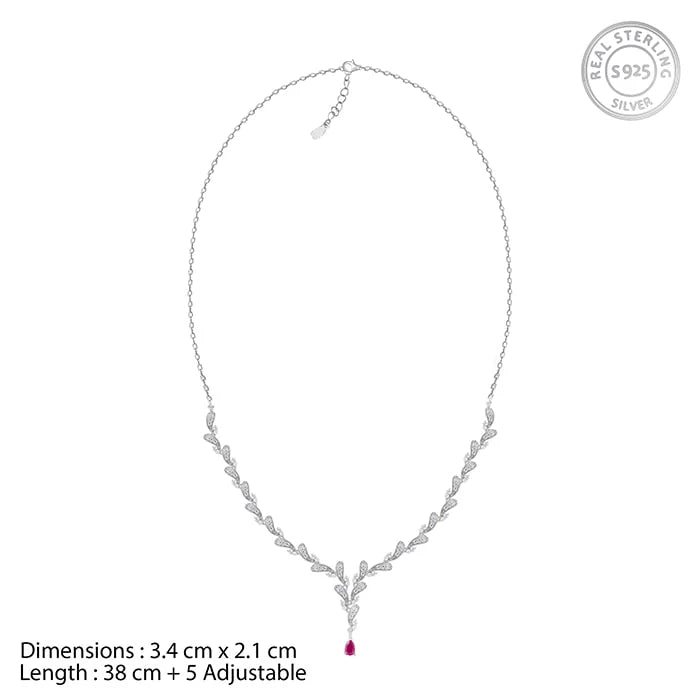 Silver Ruby Detail Necklace – Made with Pure 925 Silver