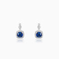 Silver Sapphire Blue Halo Earrings – A Celestial Glow in Pure 925 Silver