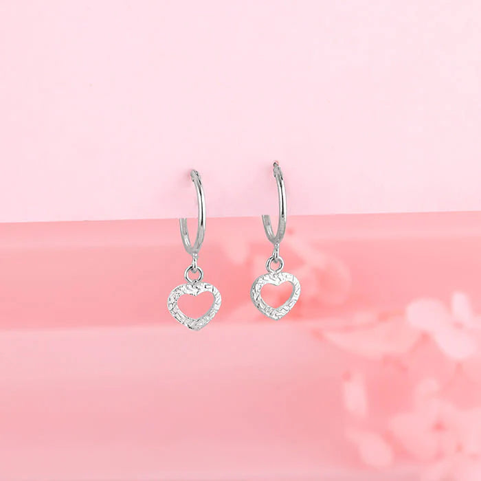 Silver Small Heart Drop Earrings – A Symbol of Love in Pure 925 Silver