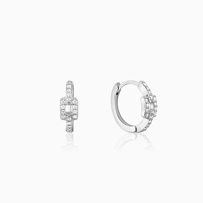 Silver Sparkling Loop Huggies Earrings – Everyday Glamour in Pure 925 Silver