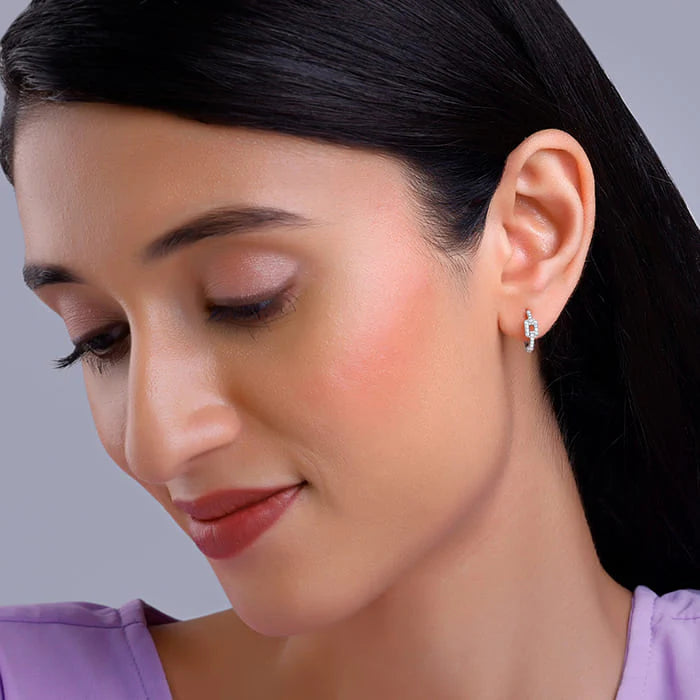 Silver Sparkling Loop Huggies Earrings – Everyday Glamour in Pure 925 Silver