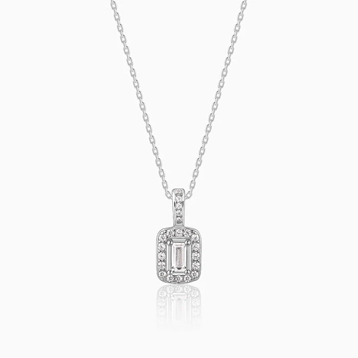 Silver Sparkling Zirconia Pendant With Link Chain – Shine That Reflects Your Light