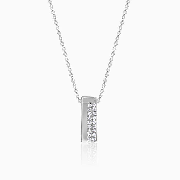 Silver Stellar Bar Pendant With Link Chain – Sleek Brilliance in Pure 925 Silver