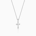 Silver Striped Cross Pendant with Box Chain For Him – Made with Pure 925 Silver