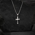Silver Striped Cross Pendant with Box Chain For Him – Made with Pure 925 Silver