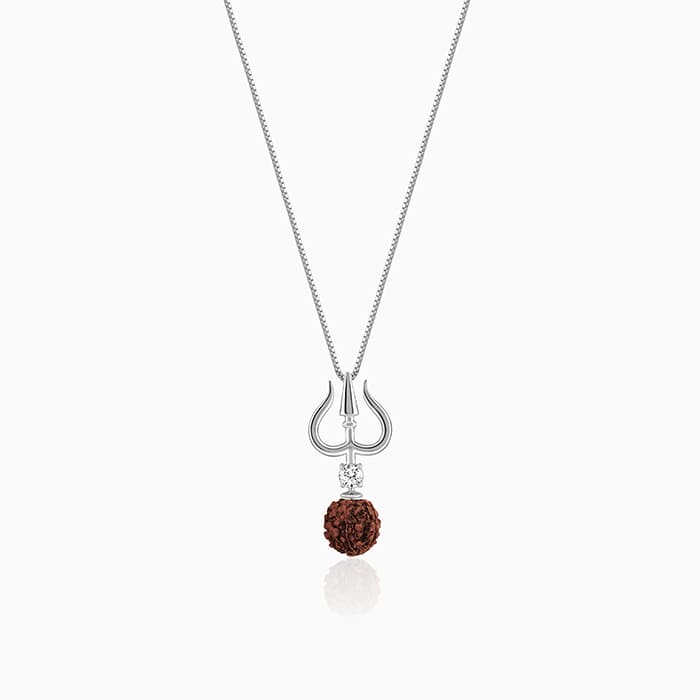 Silver Trishul & Rudraksha Pendant – Strength & Spirituality in Pure 925 Silver