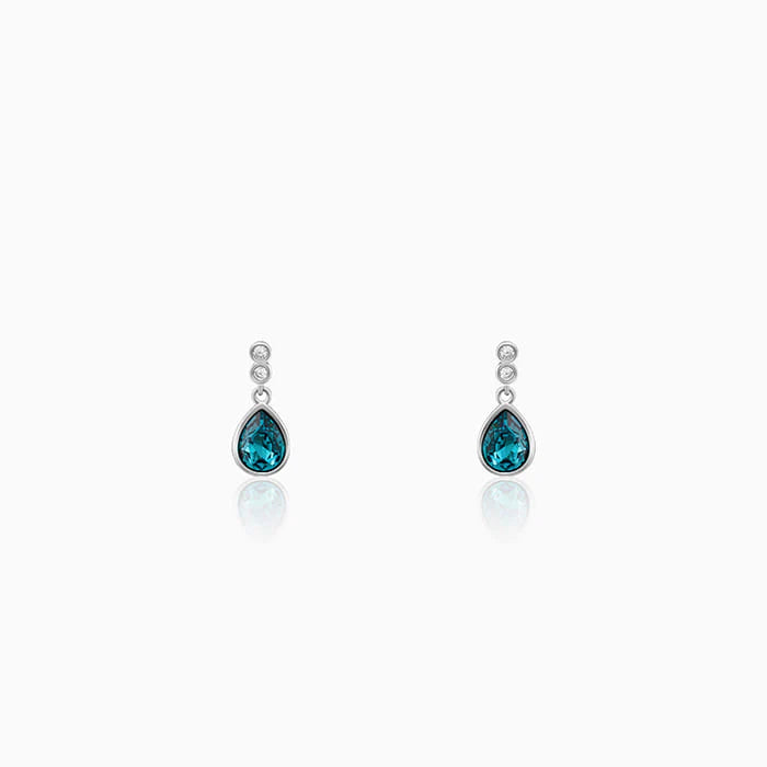 Silver Turquoise Blue Tear Drop Earrings – Pure 925 Silver Elegance
