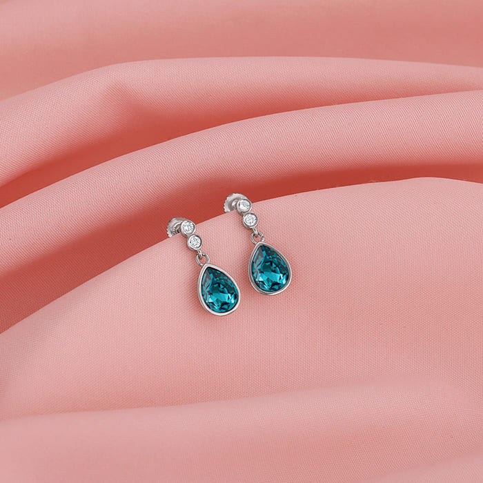 Silver Turquoise Blue Tear Drop Earrings – Pure 925 Silver Elegance