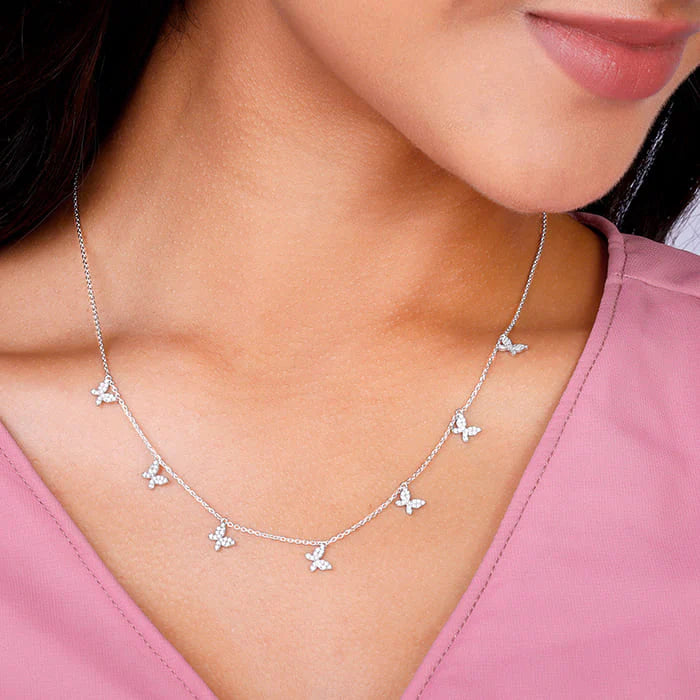 Silver Whimsical Charms Butterfly Necklace – Made with Pure 925 Silver